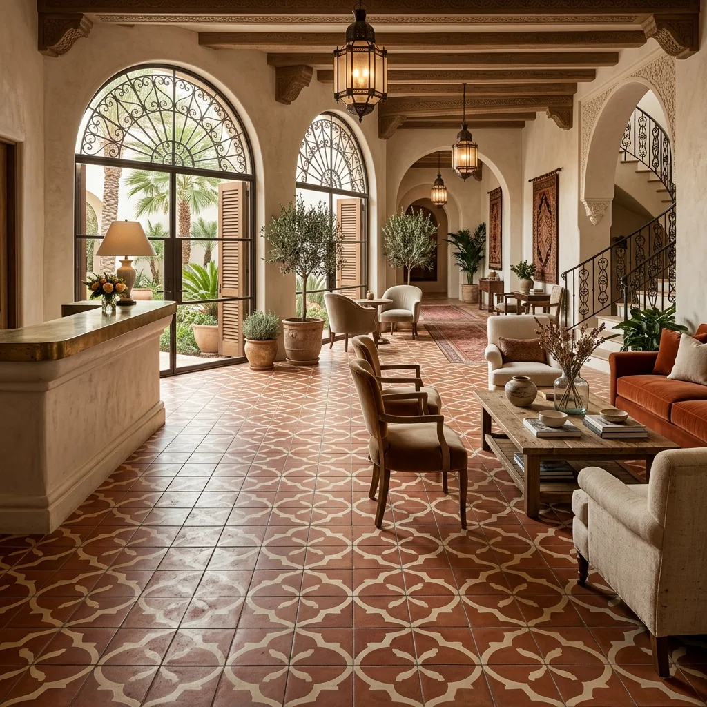 Luxury interior with handmade Moroccan cement tiles